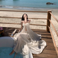 French retro atmosphere super fairy vacation sexy tube top halter neck suspender long dress R0190