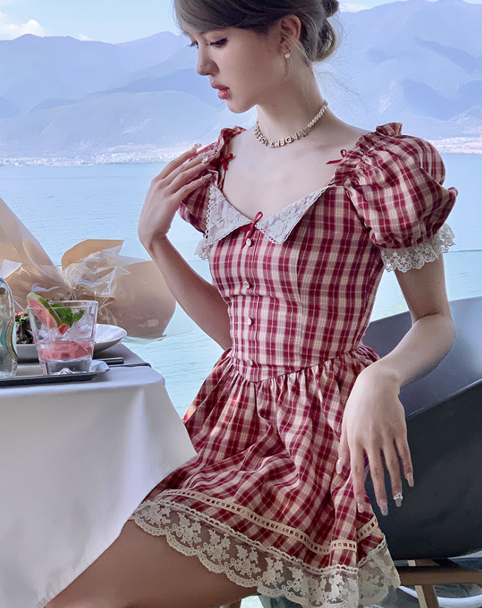 French Bow Lace Beach Resort Dress R4986