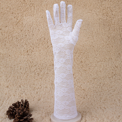 Lace long etiquette gloves wedding bride hands summer sun protection driving long gloves     S6212