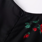 2025 Summer New French Retro Square Neck Black Floral Puff Sleeve Dress R0908