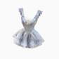 Pure desire bow embroidered dress 2025 flying sleeve waist princess dress R1373