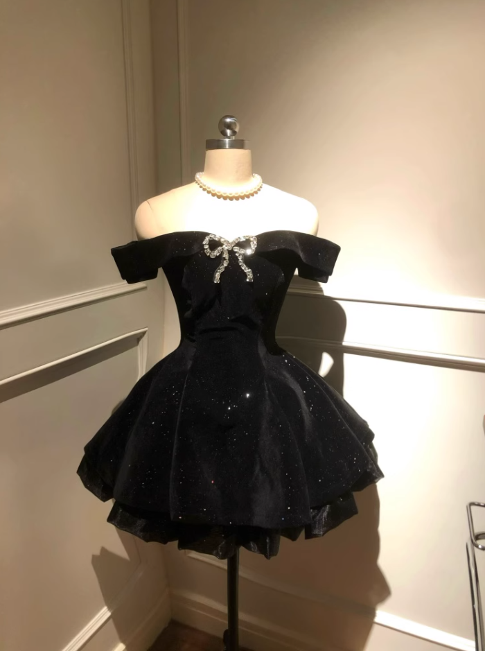 Small formal dress, high-end niche princess puffy dress, strapless one shoulder dress, prom dress,homecoming dress R2997