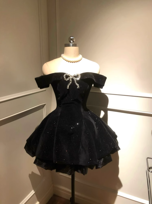 Small formal dress, high-end niche princess puffy dress, strapless one shoulder dress, prom dress,homecoming dress R2997