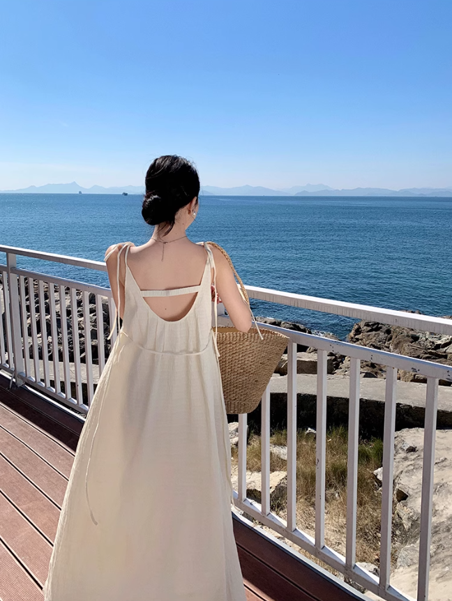 Gentle temperament backless suspender dress cold style unique and special skirt R0595