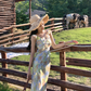 Romantic vacation floral ruffled V-neck dress for women, new style waist slimming long dress R4376