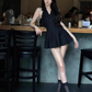 Sweet and spicy design sleeveless halter dress 2025 pure desire waist pleated short skirt R1136