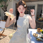 White waist bright silk chiffon halter neck suspender skirt women's summer French skirt R4619
