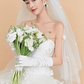 Off-white satin glossy medium-length wedding dress gloves     S6235