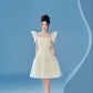 White wing suspenders waist slim A-line short skirt homecoming dress R3365