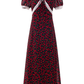 2025 Summer New French Red Cherry Floral Square Neck Short Sleeve Long Dress R0930