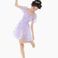 Purple fairy lace chiffon suspender dress women's summer waist mesh skirt R4181