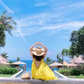Super fairy yellow suspender dress for the seaside travel wear long skirt backless fairy dress R1570
