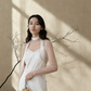 White halter-neck fitted slim-fitting simple and elegant ball gown R8030