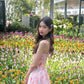 Pink floral suspenders, slim waist, gentle and charming mini skirt, homecoming dress R4047