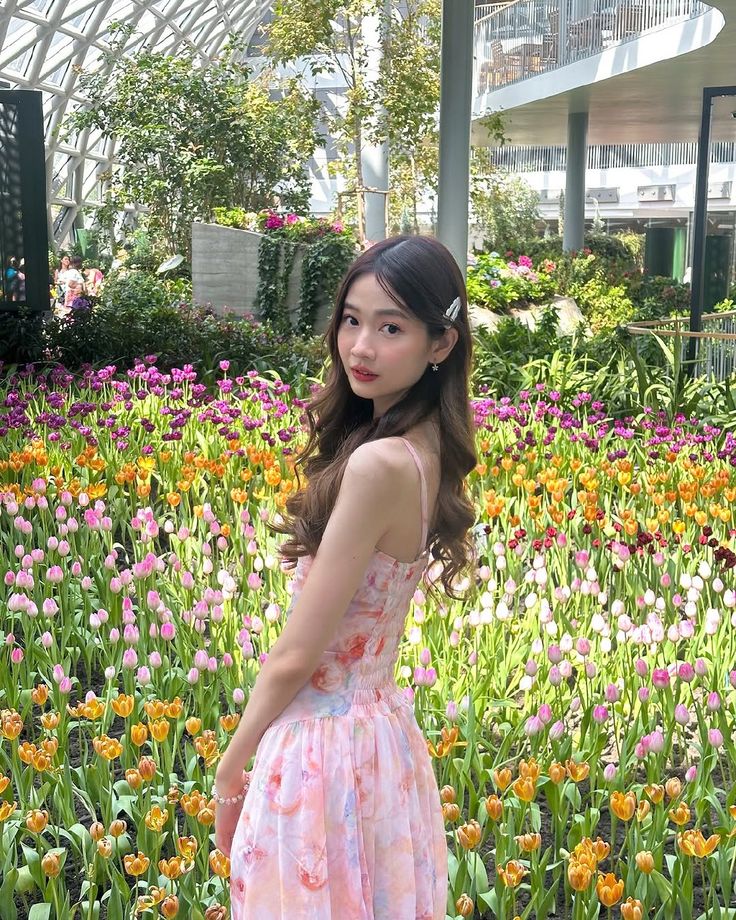 Pink floral suspenders, slim waist, gentle and charming mini skirt, homecoming dress R4047