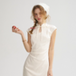 New Chinese style white dress short cheongsam skirt R2799