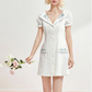 Short-sleeved summer dress V-neck Tencel cotton retro embroidery waist dress R5248