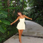 White suspenders simple slim A-line mini skirt homecoming dress R2462