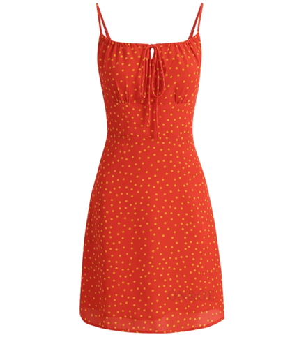 French holiday style short red 2025 new suspender dress R2651