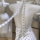 French dress halter neck polka dot white female island vacation travel seaside sexy skirt R0285