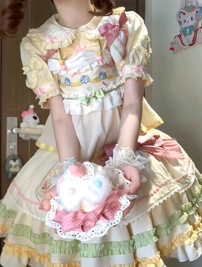 Cute and sweet OP inner top sling dopamine soft three-piece lolita skirt Lolita princess skirt R1685