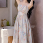Summer small skirt French gentle style floral suspender dress plus cardigan two-piece set R2406