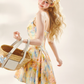 Seaside Vacation Dopamine Short Skirt Oil Painting Printed Suspender Dress R5214
