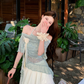 Fairy fake two-piece irregular halter neck short-sleeved T-shirt complete skirt suit R1757