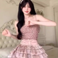 Large size French niche rich girl style sequined slim fit camisole top and puffy skirt suit R1838