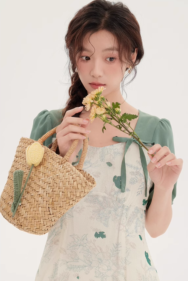 Tea break style retro French platycodon dress 2025 new floral dress niche fairy dress R2371