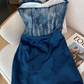 Pure desire style sexy lace tube top dress for women with slim waist and pleated short hip skirt R3992