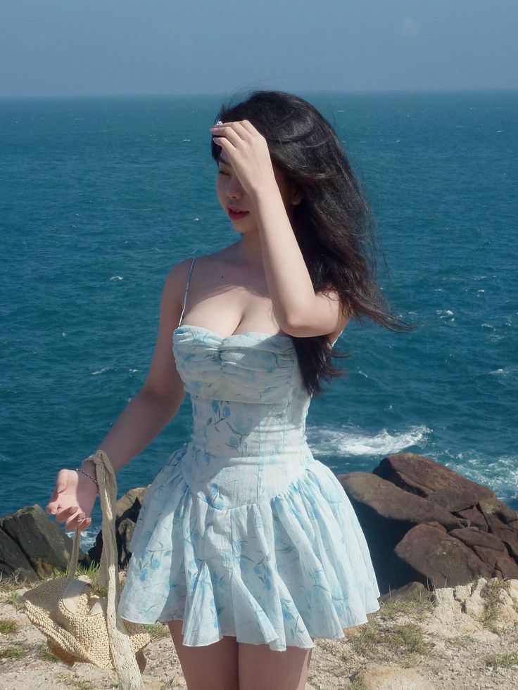 Blue floral halter waist slim short skirt homecoming dress R3772