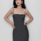 One-shoulder suspender skirt slim fit pleated long and short style high-end hip-wrapped niche skirt R1548