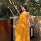 Relaxed yellow tassel sling white dress holiday temperament long dress beautiful beach dress R1621