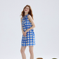 Plaid dress halter neck suspender skirt short skirt vacation wear skirt women summer R3455