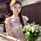 Long printed halter neck dress for women summer French style skirt R4831