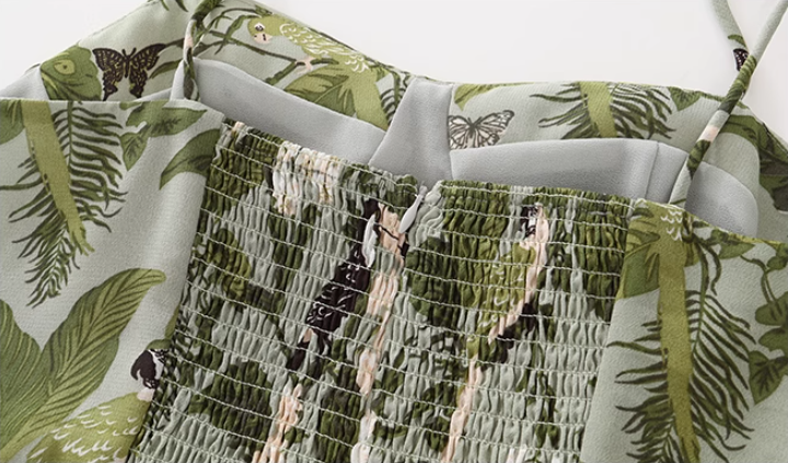 French holiday style green 2025 new dress suspenders dress slim R2637