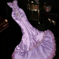 Rose pink strapless sequined sexy fitted long ball gown R7001