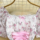 French sweet tea break dress gentle style bubble short sleeve square collar slim a-line chiffon dress R0315