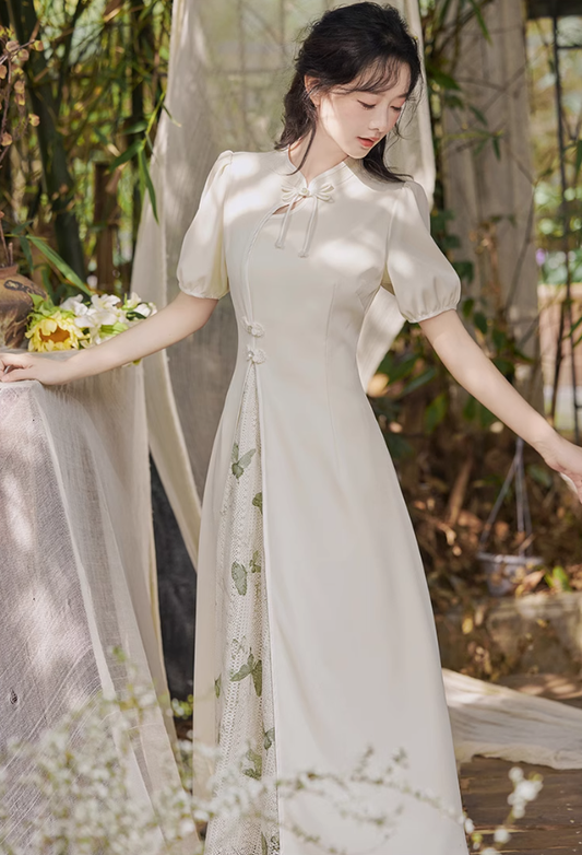 Summer new Chinese retro temperament waist dress improved cheongsam dress R2375