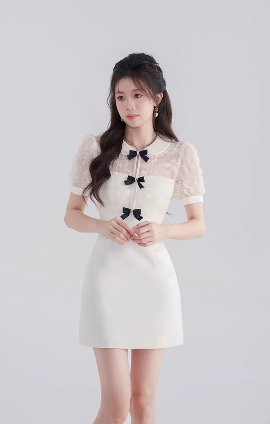 New Chinese style dress women's slim short skirt new style high waist baby collar skirt R4464