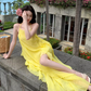 Beautiful seaside vacation dopamine loose halter dress atmosphere backless niche beach dress R1584