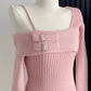 Hot girl off-shoulder knitted dress 2025 new design pure desire inner sweater dress slimming R0148