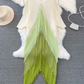 Temperament Sanyake pleated long-sleeved V-neck backless loose tassel gradient color irregular dress R0402