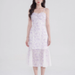 French design niche fishtail skirt sweet pure desire mid-length skirt purple floral suspender dress R4145
