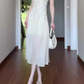 Jacquard sleeveless halter dress cool and gentle temperament waist A-line long skirt R0857