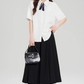 Preppy formal summer designer shirt and skirt suit R2357