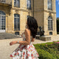 Retro floral suspenders waist slim fit tutu skirt homecoming dress R2722