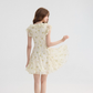 French tea break style floral dress ruffled short skirt R2701