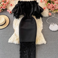 Retro French style waisted hip dress long skirt lace one-shoulder off-shoulder lantern sleeve dress R0383